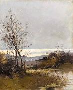 Eugene Galien-Laloue On the riverbank painting